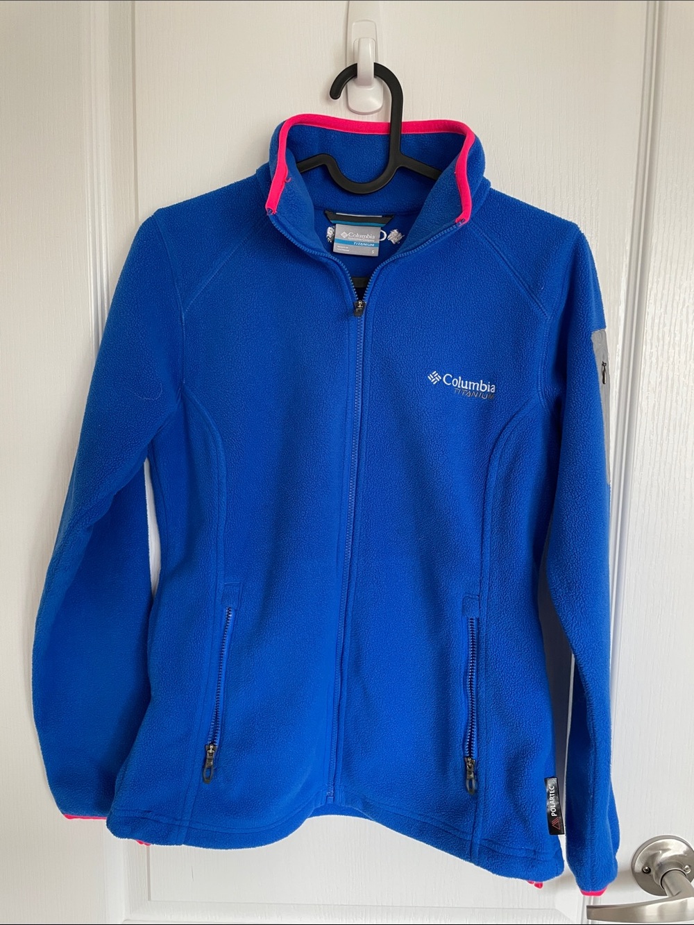 COLUMBIA Women's Blue Fleece Jacket with Pink Trim